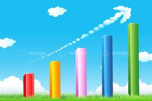 Growth graph with cloudy arrow